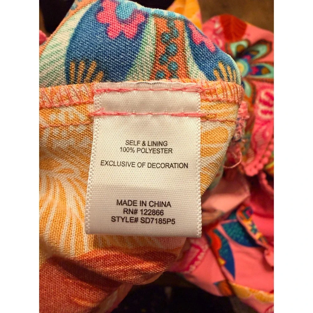 Zunie from Nordstrom‎ Girls Pink Floral Tiered Sundress Pom Pom Trim Size 10